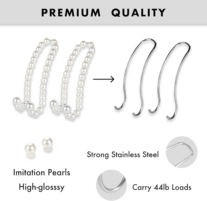 Purse Hook for Car, Cute Pearl Bag Hanger for Seat Headrest Organized, Girly Car Decor Accessories for Women