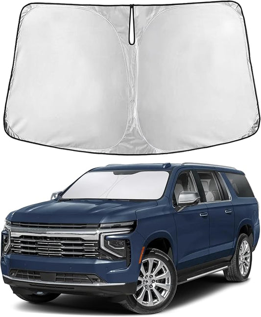 Autovir Windshield Sun Shade Fit for 2021-2023 2024 2025 Chevrolet Suburban Sunshade, Front Car Window Shades Sun Visor, Blocks UV Rays & Heat, Car Accessories