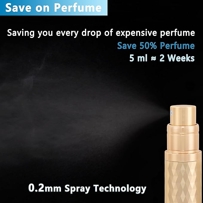 Travel Perfume Atomizer Bottle Refillable - 3-Pack 5ml Leakproof Fragrances Perfume Atomizer, Portable Perfume Sprayer, Perfume Refillable Bottle for Traveling (Black & Gray & Gold)
