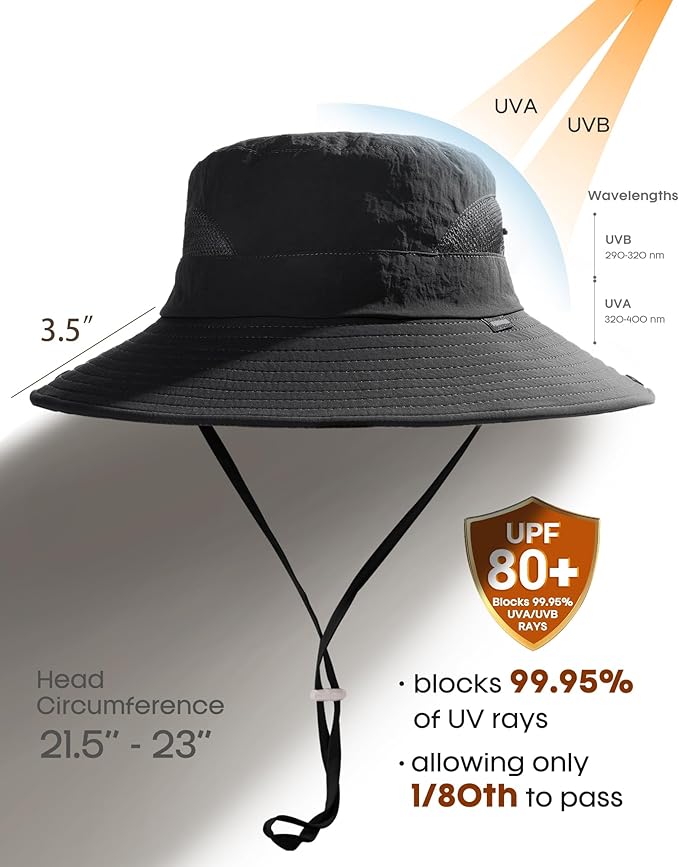 FURTALK Womens Sun Hat with Ponytail Hole Beach Hiking Summer Wide Brim UPF 80+ Outdoor Protection Foldable Bucket Hat