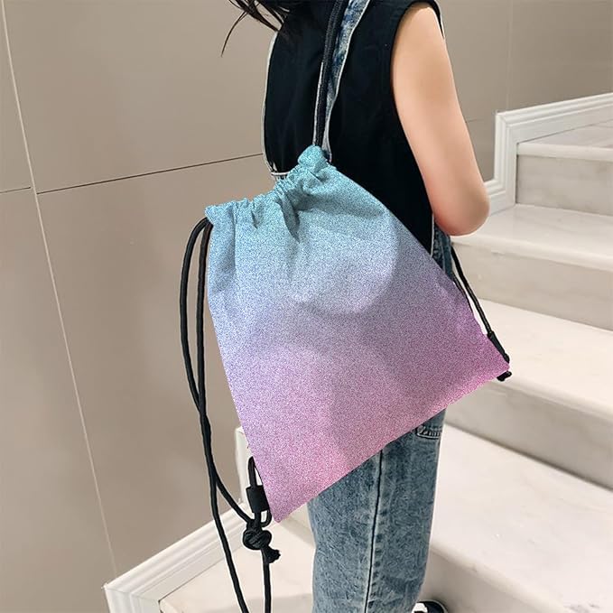 Drawstring Backpack for String Bag Waterproof Cute Sports Beach Swimming Travel (13"×17")-Gradation