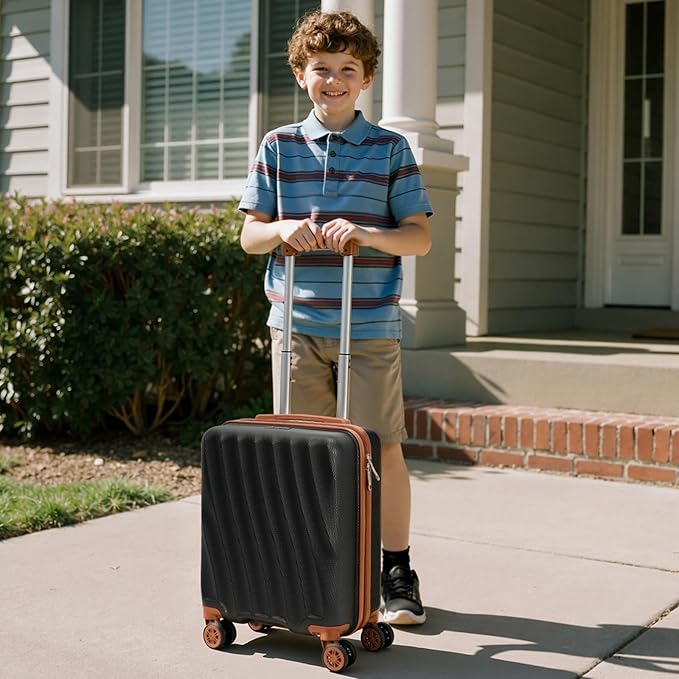 Luggage Sets 6 Piece Suitcases with Wheels,ABS Hard Case Suitcases with Spinner Wheels,Durable Travel Luggage with Combination Lock (Black, 6 Piece Set 16"/20"/24"/28")