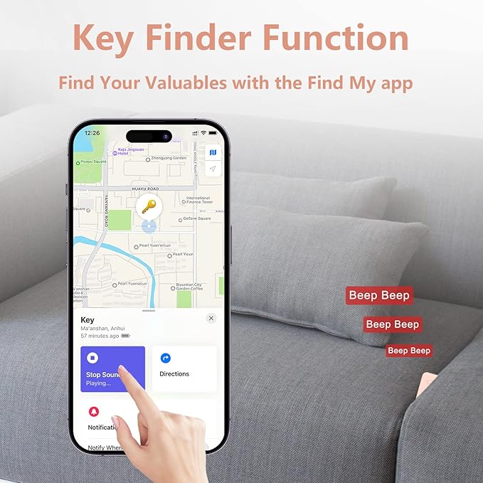 3-in-1 Personal Alarm with Apple Find My - 130dB Emergency Siren, LED Strobe Flashlight, GPS Tracker Keychain for Women, Kids, Seniors - Real-Time Location, iOS Only
