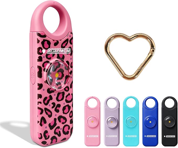 Rechargeable Personal Safety Alarm, 130dB Emergency Siren with LED Flashlight, Portable Keychain for Women, Kids, Elderly, Night Running & Travel (Cheetah)