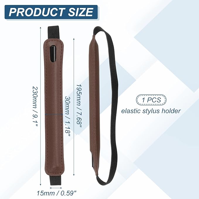 PATIKIL Stylus Holder for Tablet, Universal Pen Sleeve Retractable Stylus Pen Holder Elastic Pencil Pocket Case Protective Pouch for Tablet Case Notebook, Brown