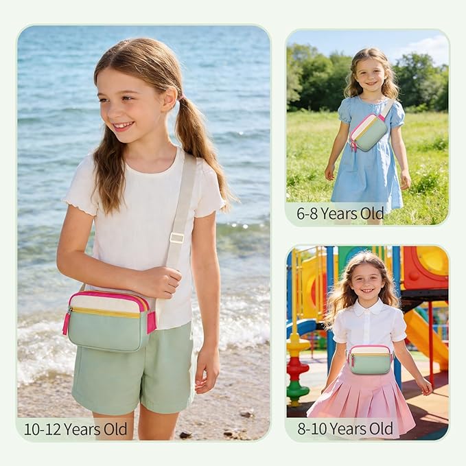 Fanny Pack Birthday Graduation Gifts for 7 8 9 10 11 12 13 Year Old Teen Girls Her Kids, Preppy Cute Trendy Stuff Colorblock Crossbody Bag Adjustable Belt Bags for Travel Essentials