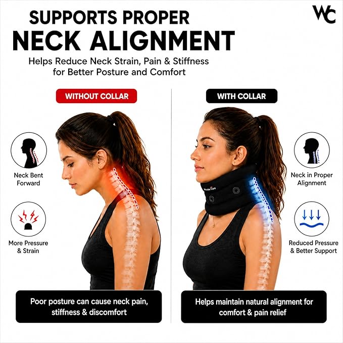 Wonder Care Neck Brace for Sleeping Cervical Collar Adjustable Neck Support Brace Relief Cervical Spine Pressure Ideal for Travel, Office Workers & Neck Injury Recovery, Small