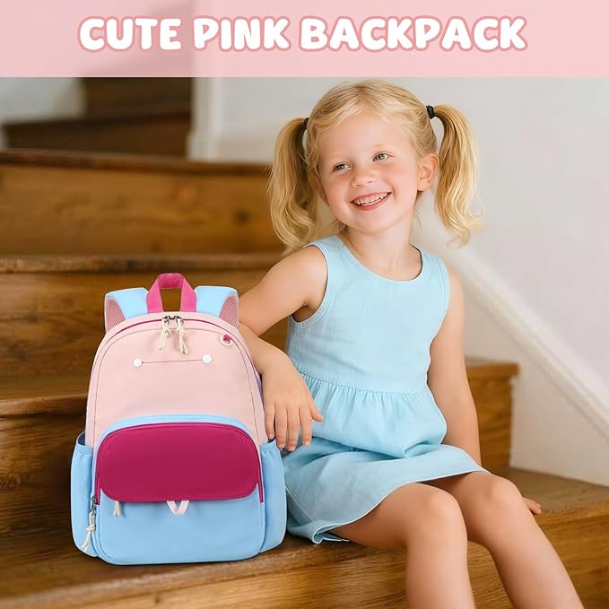 BTOOP Kids Backpack for Boys Girls 3-6, Preschool Kindergarten Backpack with Insulated Lunch Compartment & Chest Strap, Cute Lightweight School Travel Bag Fits A4 Folder