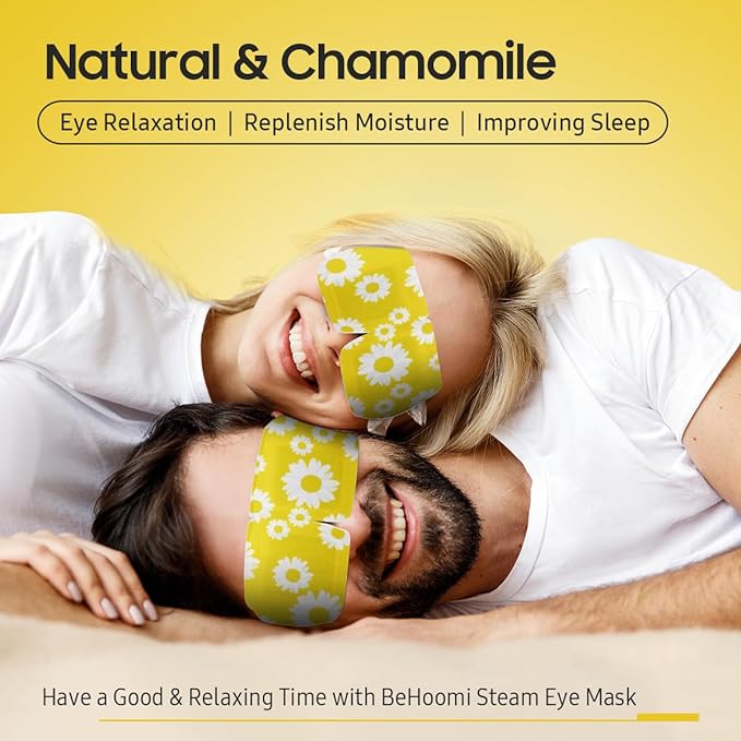 BeHoomi 20 Packs Steam Eye Mask, Heated Eye Mask Warm Compress for Eyes, Disposable Self Heating Steam Mask for Home, Sleep, Spa, Travel Essentials & Relaxation Gifts for Women (Chamomile)