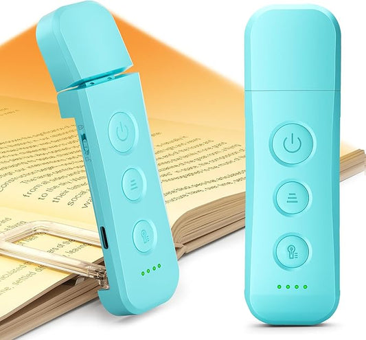 Glocusent 12 LED Book Light, Reading Lights for Books in Bed with 5 Colors & 5 Brightness, Portable Clip on Reading Light, USB-C Rechargeable for 200H with Travel Lock, Perfect Gifts for Book Lovers