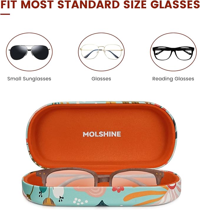 molshine Hard Shell Sunglasses Case,Classic Large Glasses Case for Women Men,Sunglass Eyeglasses