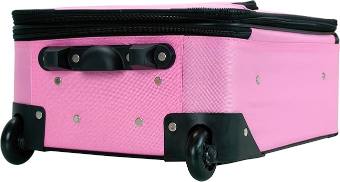 Rockland Fashion Softside Upright Luggage Set, Expandable, Pink, 4-Piece (14/19/24/28)