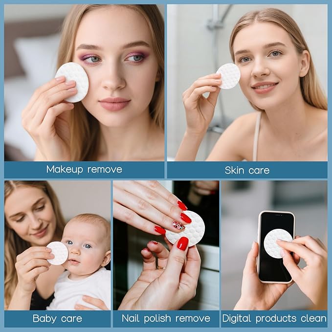 Travel Size Cotton Rounds Individually Wrapped Cotton Rounds Bulk Makeup Cotton Pads Soft for Most Skin Types Personal Care Kit Hotel Amenities (2 Pcs/Set, 50 Sets in Total)