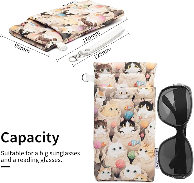 Face Shadow Double Glasses Case Soft Eyeglass Case For Women Men Squeeze Top Sunglasses Case With Cleaning Cloth