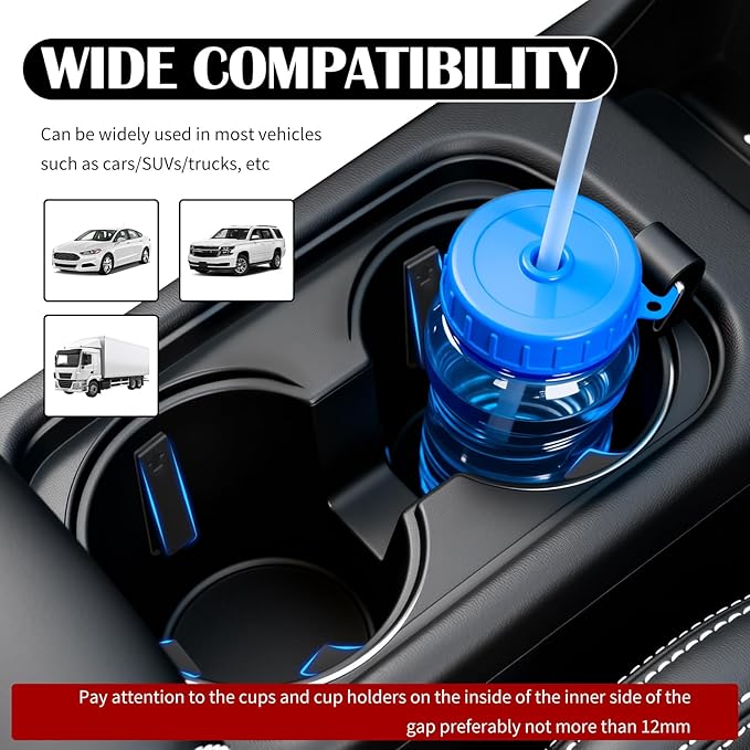 6PCS Car Cup Holder Insert Silicone,Anti-Shake Curve Car Coasters Cupholder Stabilizer for Holding Cups/Bottles,Universal Self-Adhesive Cupholder Insert for Cars/SUVs/Trucks