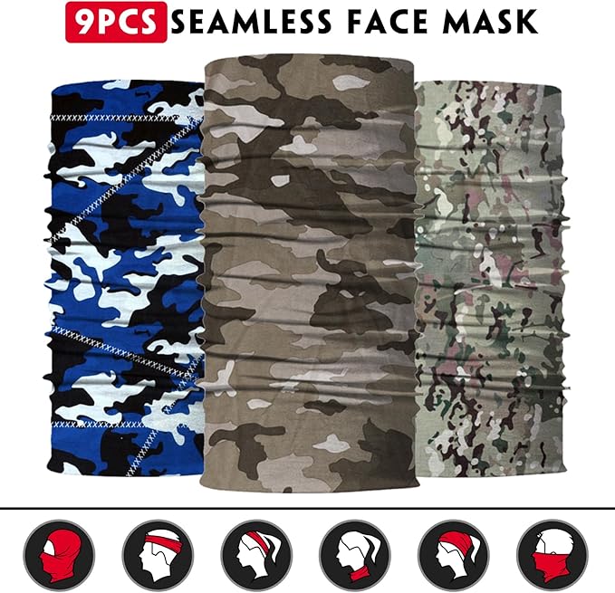 Neck Gaiter for Men Women Headwear Bandana Head Wrap Face Scarf Mask Cover Warmer Balaclava-Seamless & Versatile