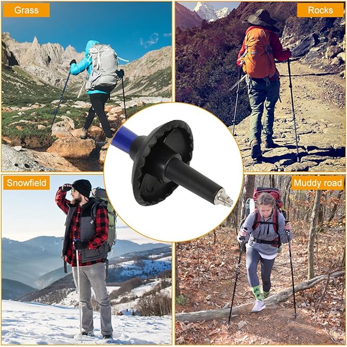 Trekking Pole Tips Set - Walking Sticks Replacement Tip Protectors - Snow & Mud Baskets