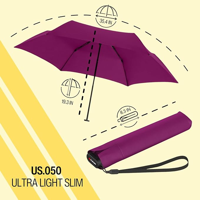Knirps US.050 Ultra Light Pocket Size Manual Rain Umbrella with Carrying Case