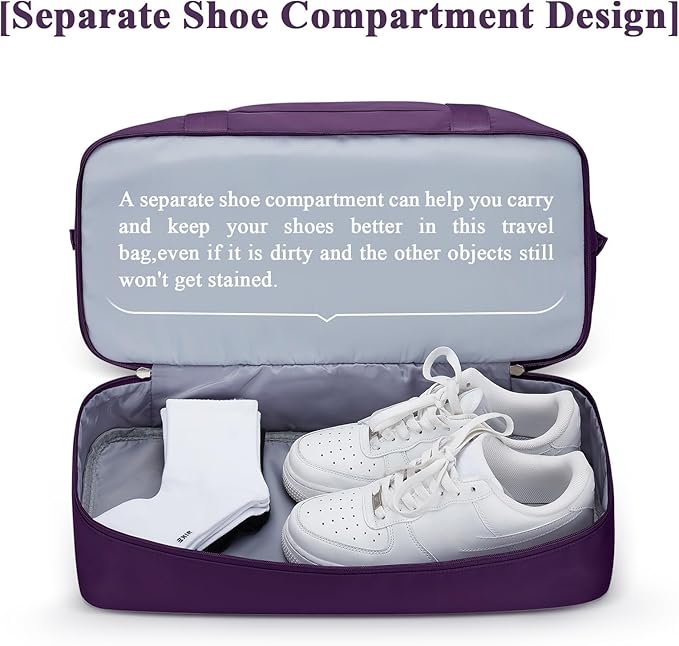 Travel Duffel Bag with Shoes Compartment, Overnight Weekender Bags for Women,Carry on Personal Item Bag