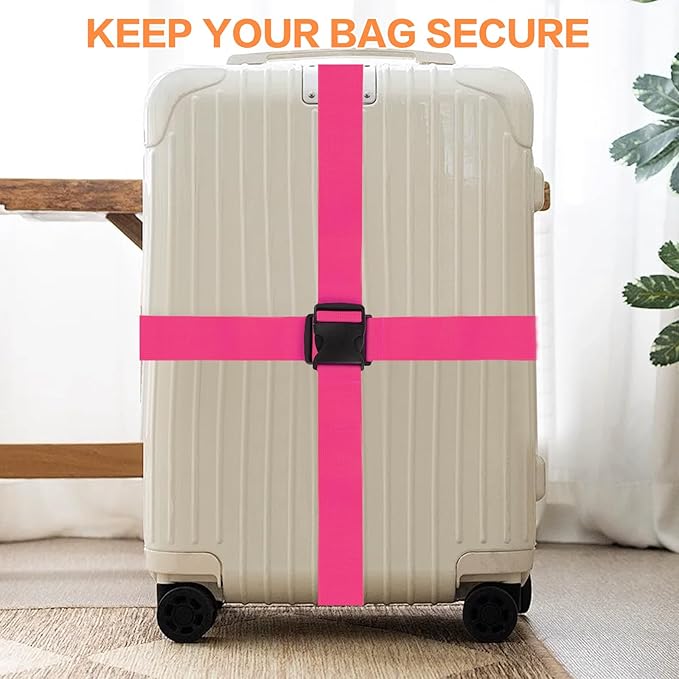 12 Pcs Luggage Straps for Suitcases TSA Approved, Suitcase Belts, Adjustable Suitcase Straps for Travel Accessories Essentials, Luggage Safety Packing Bands(4 Colors)