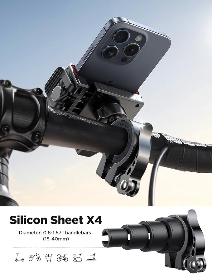 JOYROOM Motorcycle Bike Phone Mount Holder - Bicycle Handlebar Cell Phone Holder - Stroller Scooter Phone Clip for iPhone Samsung Galaxy 4.7''-7'' Smartphones