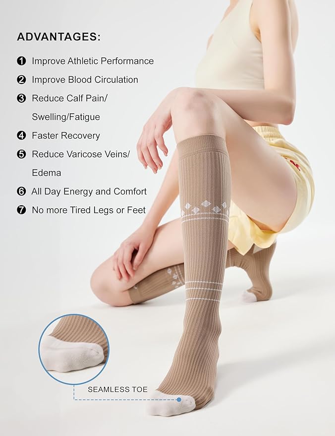 FITRELL 3 Pairs Compression Socks for Women and Men 20-30mmHg-Circulation Support Socks