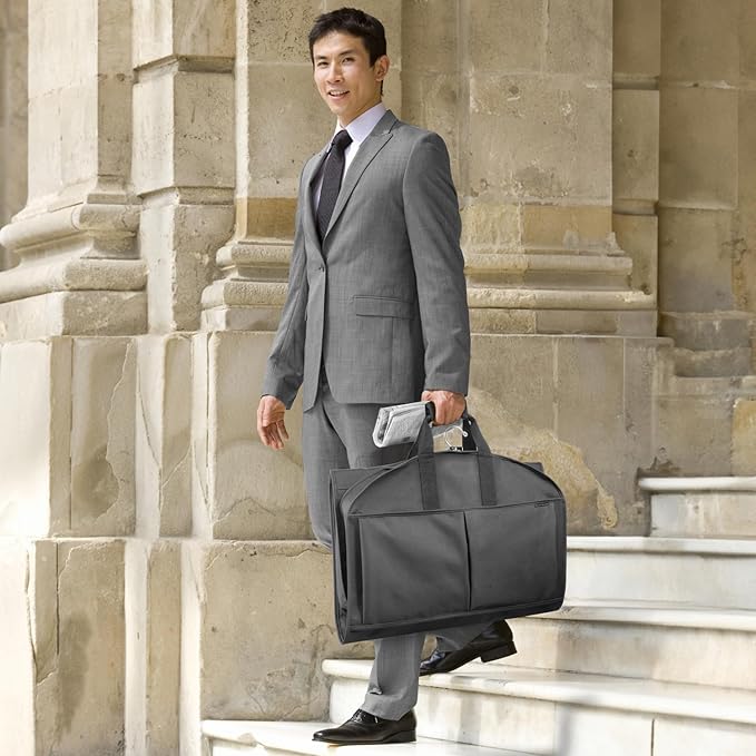 WallyBags® 48” Deluxe Tri-Fold Carry On Travel Garment Bag with three pockets for men & women