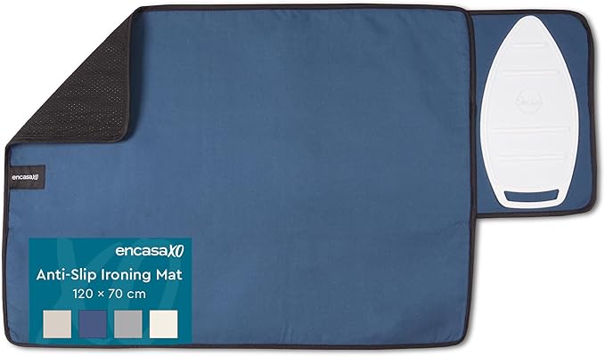 Encasa XO Ironing Mat/Pad Small 28"x20" with Padding, Anti-Slip, Silicone Iron Rest, Steam Press on Tabletop & Bed, Heat Resistant, Portable, Easy to Carry, Cobalt