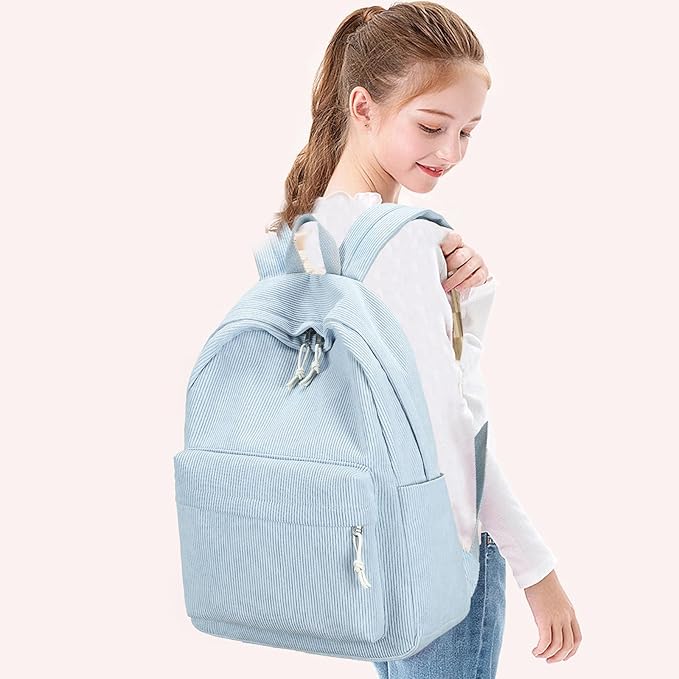 Bluboon School Backpack for Teen Girls Bookbags Elementary High School Corduroy Laptop Bags Women Travel Daypacks