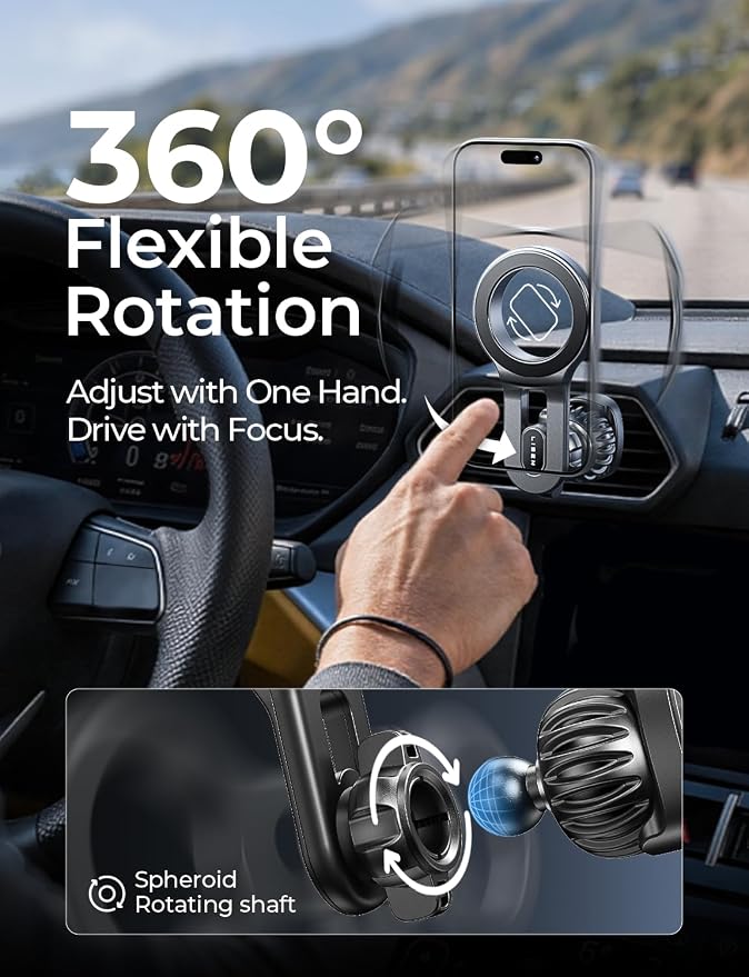 LISEN for MagSafe Car Mount, Magnetic Phone Holder for Car Vent Phone Mount, Air Vent Car Phone Holder Mount, Magnetic Car Phone Holder, Car Phone Holder Magnetic for iPhone 17 Pro Max Gift for Dad