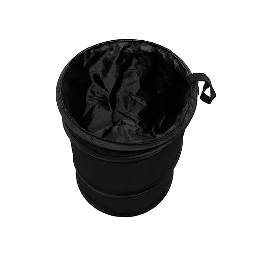 FH Group Automotive Waterproof Portable Collapsible Small Trash Can Garbage Container fits Most Cars,Polyethylene, SUVs, and Trucks Black