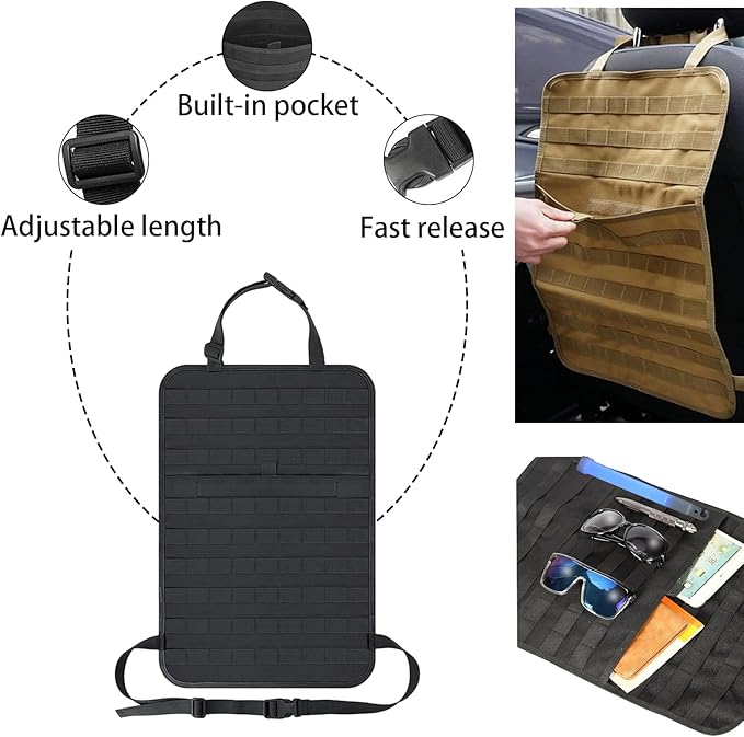 7 PACK Tactical Seat back organizer Truck organizer With 6 Detachable Pouches Universal For Car Truck Ford Jeep Military-Grade Heavier Panels With Multi-functional Packs (khaki)