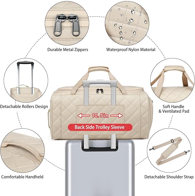 Rolling Garment Bags for Travel - Carry on Convertible Garment Duffle Bags with Wheels for Men Women, 4 in 1 Large Travel Duffel Bags with Shoes Compartment Hanging Suit Dress Weekender Bag 4pcs Set