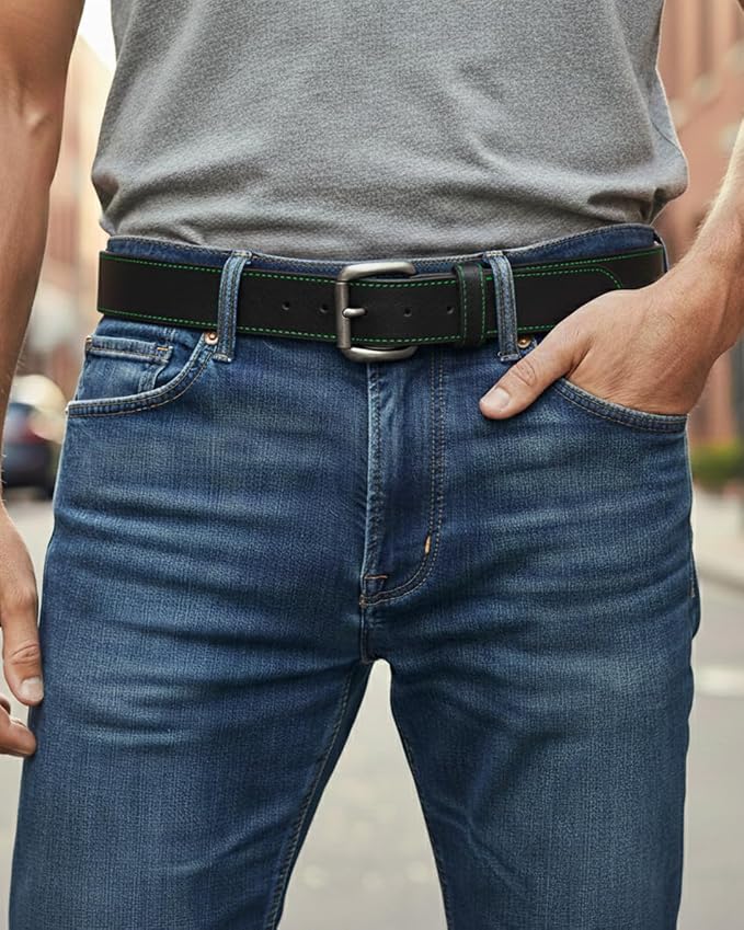 First Mfg Co - Mens Premium Leather Belt With Removable Buckle And Hidden Zipper Money Belt Daily Wear For Pants Perfect Fit
