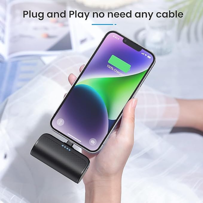 LanLuk [2 Pack] Mini Portable Charger for iPhone,5200mAh Ultra-Compact Fast Charging Power Bank Cordless Small Smart Battery Pack Compatible with iPhone 14/14 Pro Max/13/13 Pro/12/XR/8/7/6(Inky+Inky)