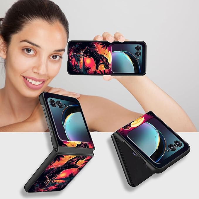 for Motorola Razr 2025 Case,for Moto Razr 60 Phone Case Cute Slim Hard PC Ultra-Thin Anti-Scratches Shockproof Protective Phone Cover,Cute Dinosaur Dusk