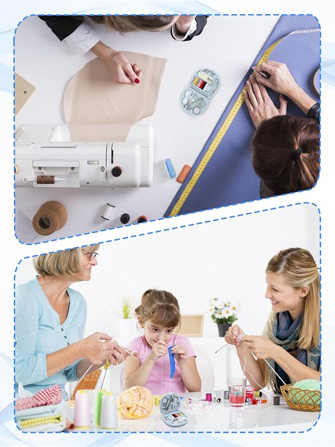 keepsweat Mini Travel Sewing Kit,Small Size Emergency Sewing Kit with Buttons,Threads,Scissors,Needles Portable DIY Supplies Sewing Repair Kits with Plastic Box for Beginner(Blue)