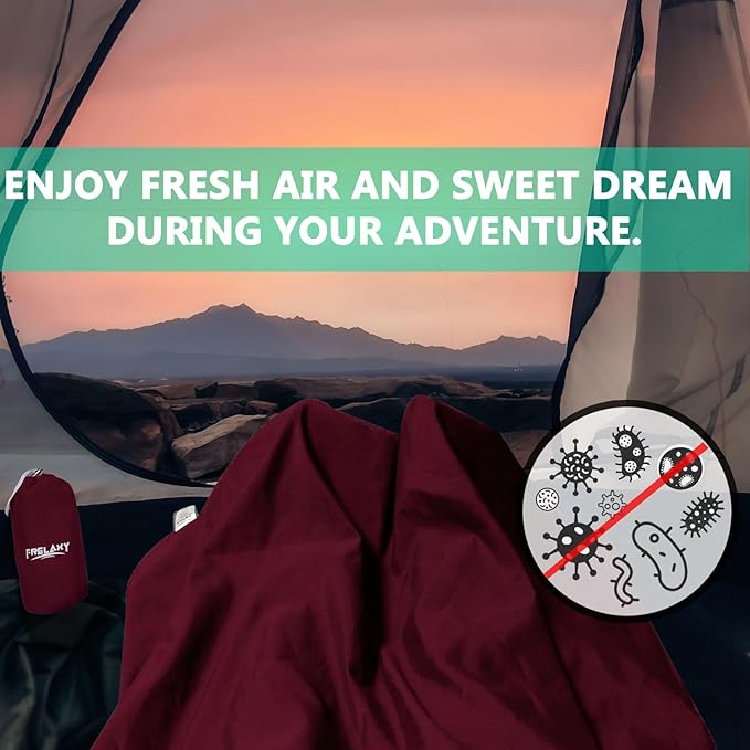 Frelaxy Sleeping Bag Liner, XL Travel Sheet & Camping Sheet for Backpacking, Hotel, Hostels & Traveling, Comfy & Easy Care, 4 Seasons Warm Cold Weather