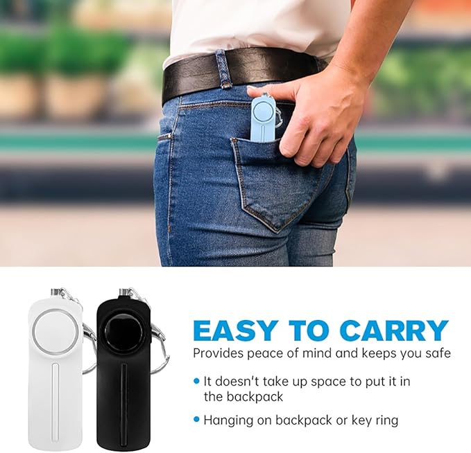 Safesound Personal Alarm: Your 130dB Self-Defense Companion - Keychain Emergency LED Flashlight - Security and Protection for Women, Girls, Kids, and The Elderly (White, 1)