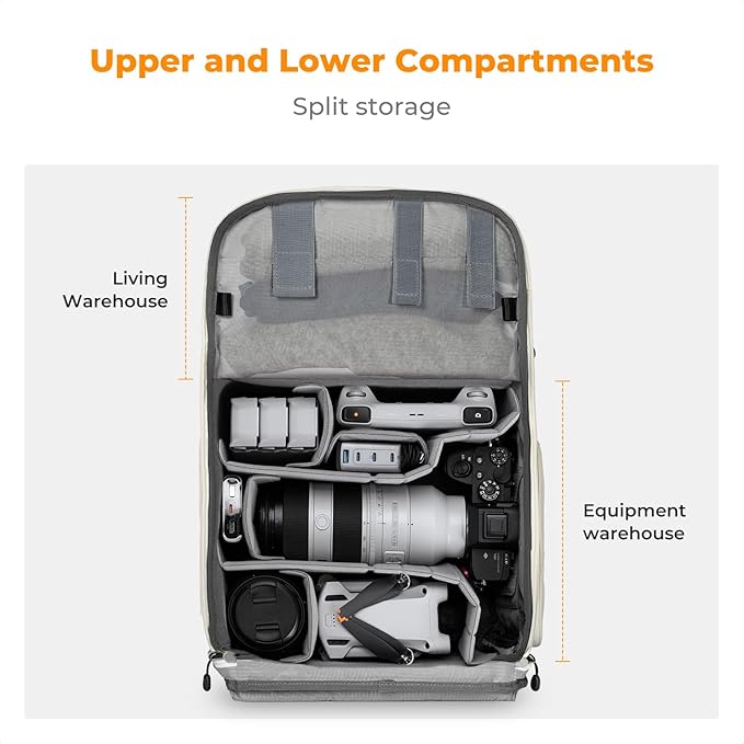 K&F CONCEPT Camera Backpack, Camera Bags for Photographers Large Capacity Camera Case with Raincover,15-15.6 Inch Laptop Compartment Compatible for Canon/Nikon/Sony/DJI Mavic Drone