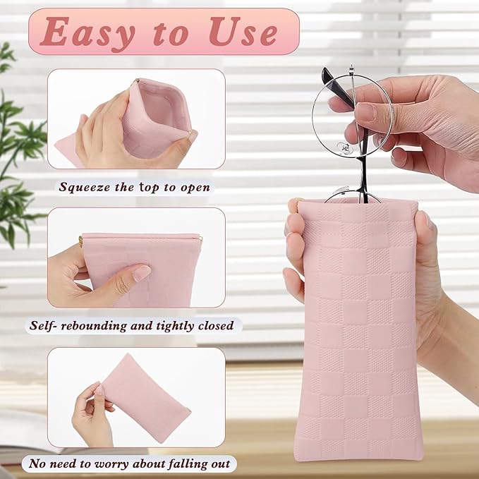 eyeglasses bag Soft Glasses bag, Portable Squeeze Top Sunglasses Case Travel for Women Girls