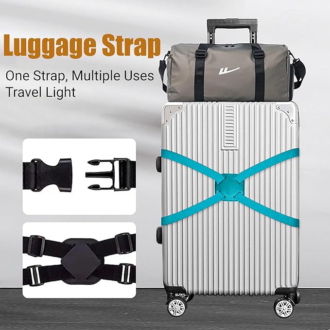 Luggage Straps, Elastic Travel Straps for Securing Luggage, Suitcase & Bag Organizer, Adjustable Hold-Down Straps for Travel Accessories, Carry-On, Checked Bags, Ideal for Travelers (4PCS)