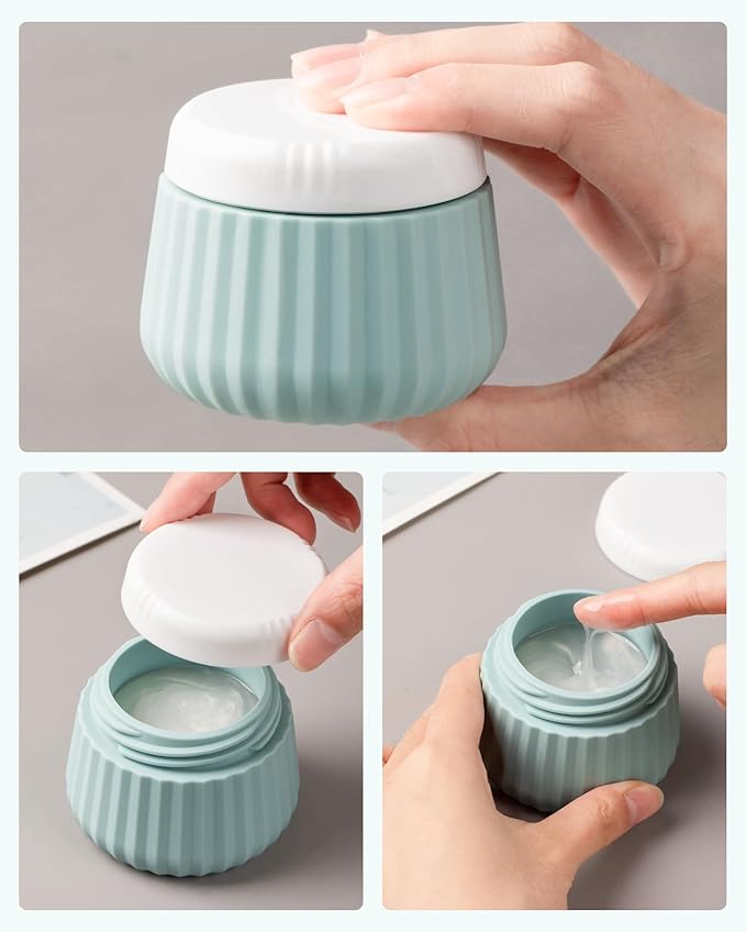 Mrsdry Travel Containers for Toiletries 4 Pack, TSA Approved Travel Size Toiletries, Travel Size Containers, With Clear Bag Leak Proof Silicone Jars, Travel Essentials Creams Jars Carrying Small Items