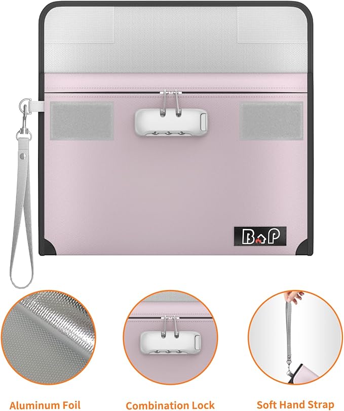 Fireproof Money Bag with Lock - 5200℉ Heat Insulated, BALAPERI Waterproof Zipper Pouch, Fireproof Document Bag for Cash, A5 Size Documents, Passport and Valuables, 11”X 7.7”(Silver)