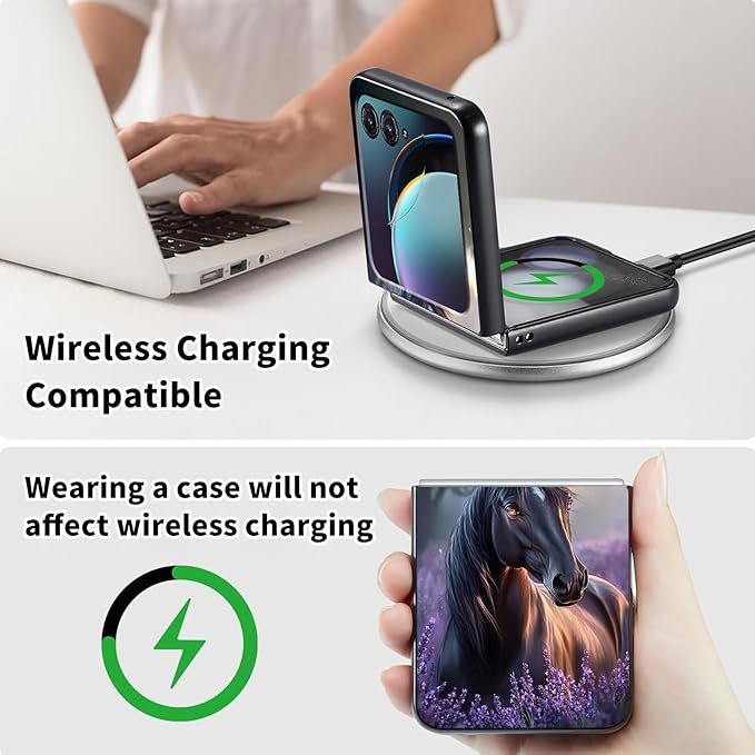 for Motorola Razr Plus 2025 Case,for Razor Plus 2025 Phone Case Cute Slim Hard PC Ultra-Thin Anti-Scratches Shockproof Protective Cover,Horse Purple Lavender