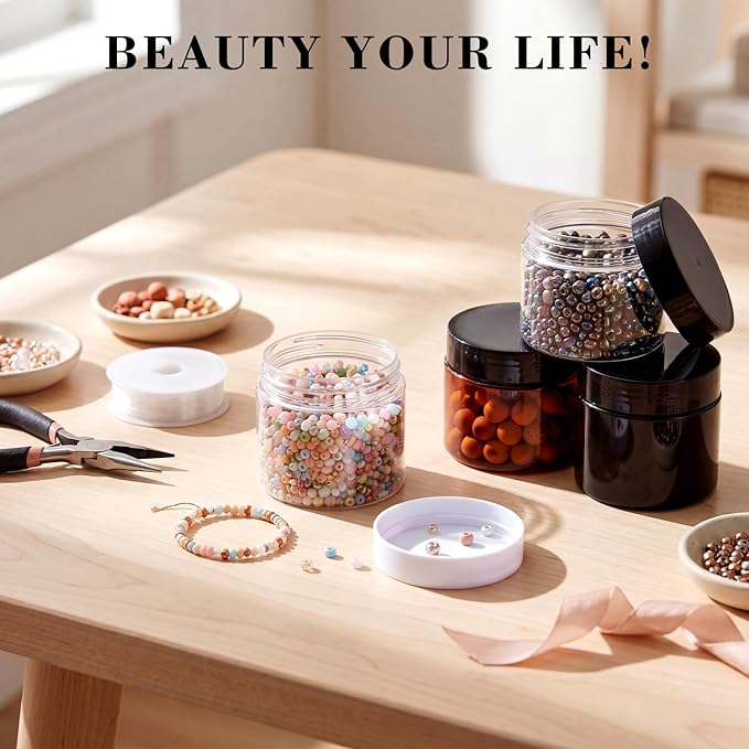 Patelai 4 Pieces Round Wide-mouth Leak Proof Plastic Container Jars with Lids for Travel Storage Makeup Beauty Products Face Creams Oils Salves Ointments DIY Making(2 Ounce,Classic Mix Color)