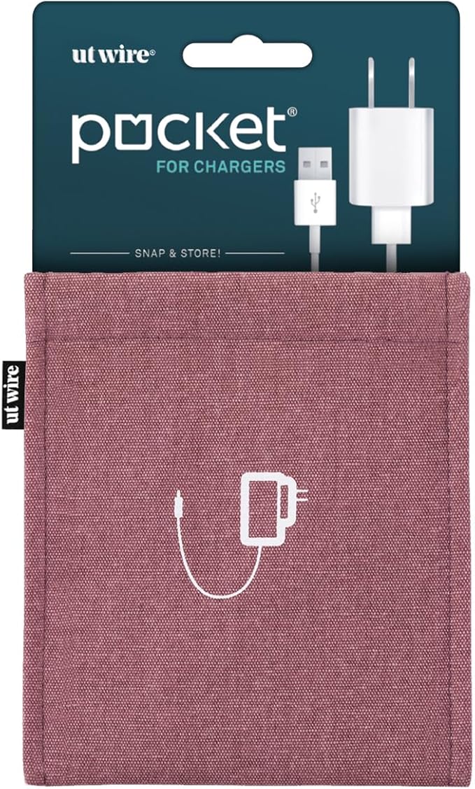 UT Wire Pocket Snap & Store Mobile Earphone Case Pouch, Dusty Rose with Solid Grey Interior