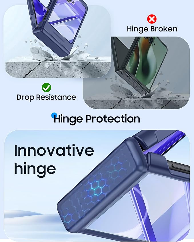 for Motorola Razr 2025 Case/Razr 2024 Case with Hinge Protection, Screen Protector, Ultra-Thin Skin Feel Translucent Frosted, Shockproof Cover for Razr 2025/2024-Blue (NOT for Plus/Ultra)