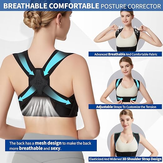JMPOSE Posture Corrector for Back Support: Adjustable Shoulder Posture Brace for Men and Women (Black, Large/X-Large)