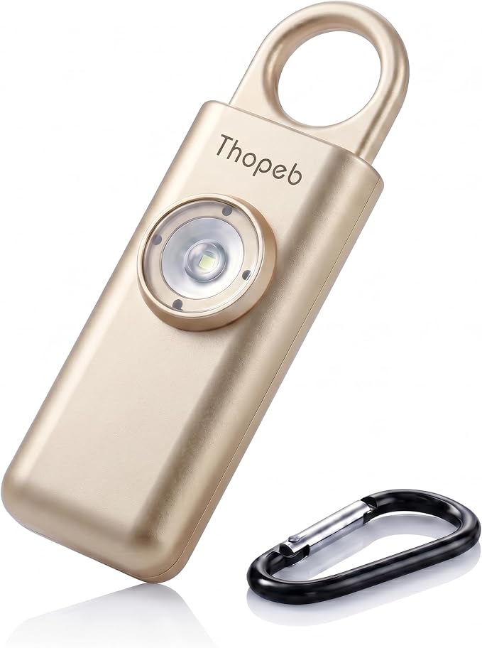 Thopeb–The Original Personal Safety Alarm for Women Self Defense – Elders & Kids Self Defense Keychain Siren – 135dB Loud Siren Bird Sound – Cute Key Chains Protection (Metallic Rose)